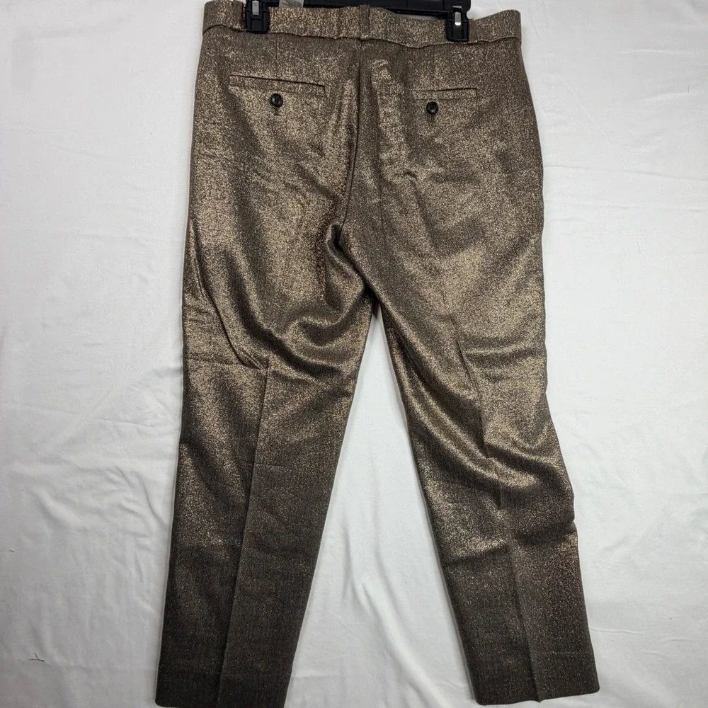 Banana Republic Avery Metallic Bronze Gold Ankle Pants Wool Blend Size 10